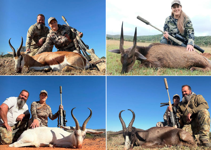 Roan Antelope, Warthog, King Wildebeest and Bushbuck trophies from the safari